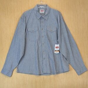 Wrangler Shirt Mens 3XL Blue Stripe Slim Fit Long Sleeve Work Pearl Snap NWT